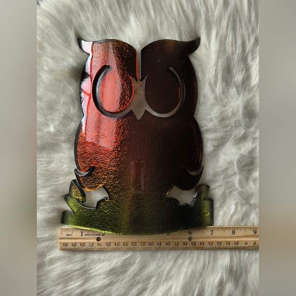Art Glass OWL Curved 9”x 7” Iridescent Orange Vetri Di Nennella - Picture 8 of 12